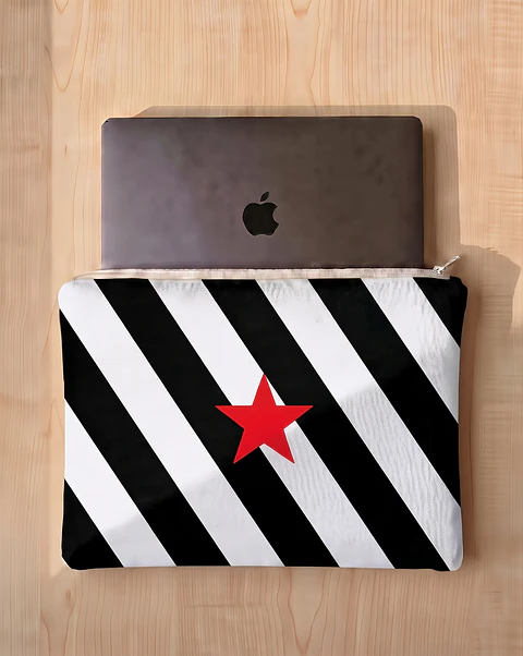 Bolsa portátil | Riscas | Horizontais | Preto e branco