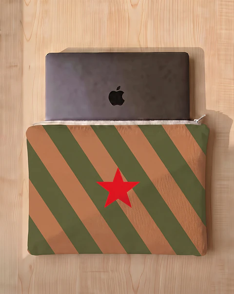 Bolsa portátil | Riscas | Horizontais | Verde e castanho