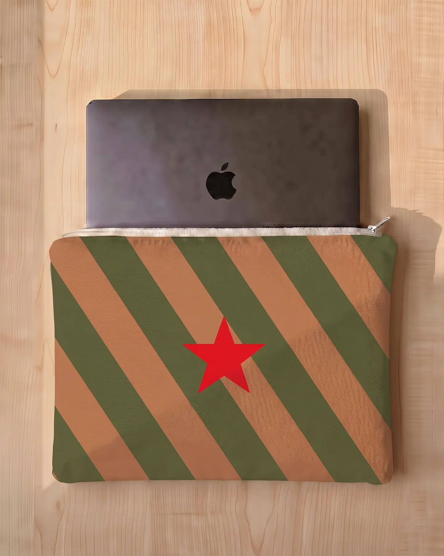 Bolsa portátil | Riscas | Horizontais | Verde e castanho 1