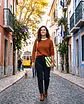 Bolsa portátil | Riscas | Horizontais | Verde e creme - Thumbnail 1