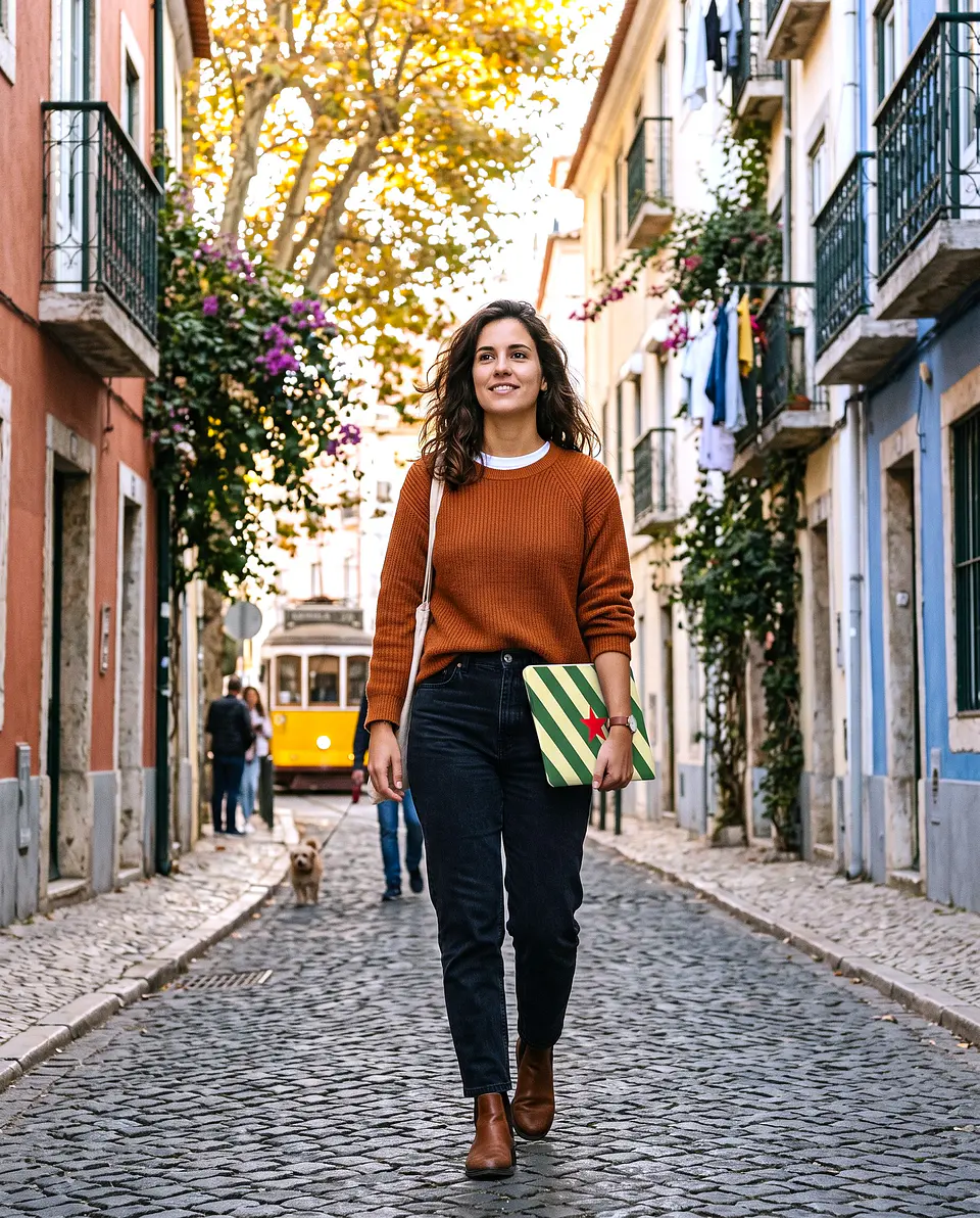 Bolsa portátil | Riscas | Horizontais | Verde e creme 1