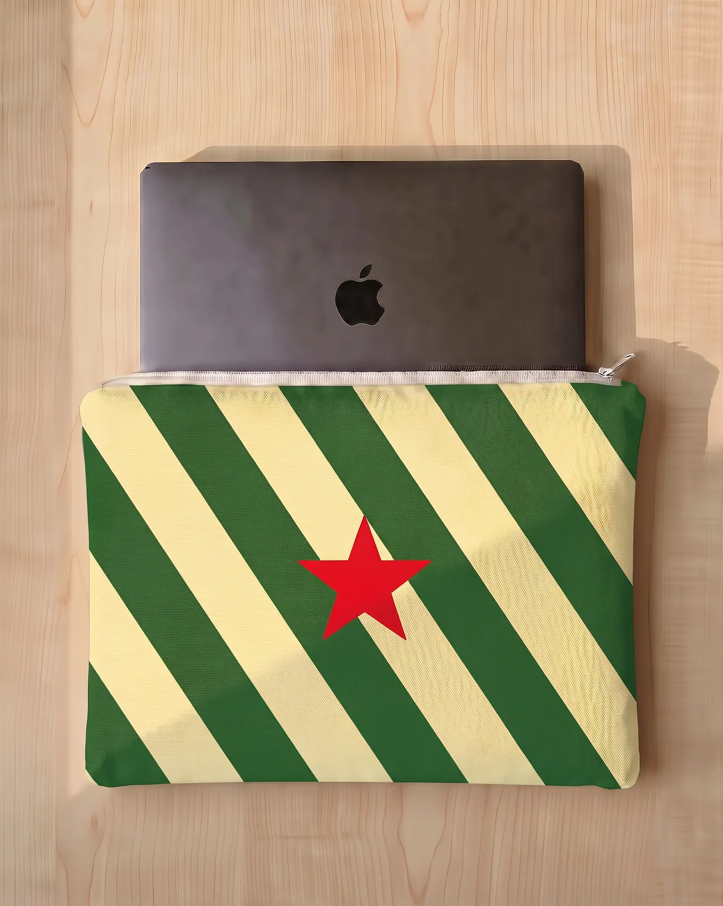 Bolsa portátil | Riscas | Horizontais | Verde e creme 2