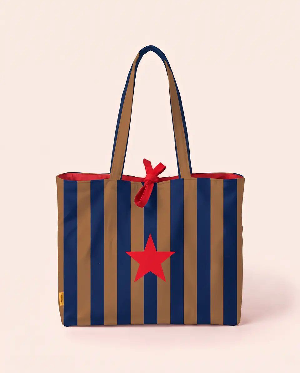 Sasha shopper | Riscas | Horizontais | Azul castanho 2