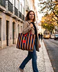 Sasha shopper | Riscas | Horizontais | Azul castanho - Thumbnail 1