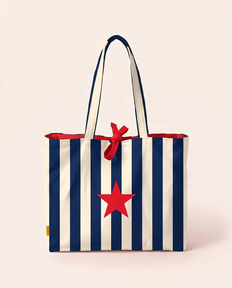 Sasha shopper | Riscas | Horizontais | Azul escuro 1