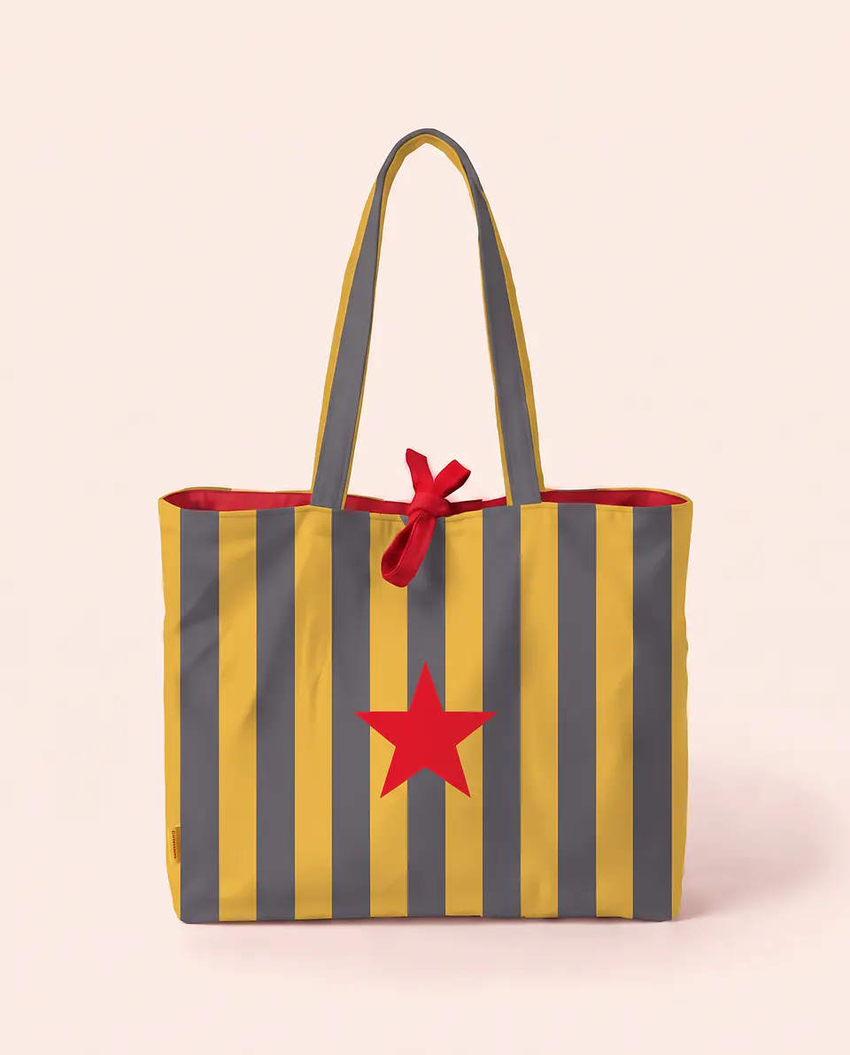 Sasha shopper | Riscas | Horizontais | Cinza amarelo 2