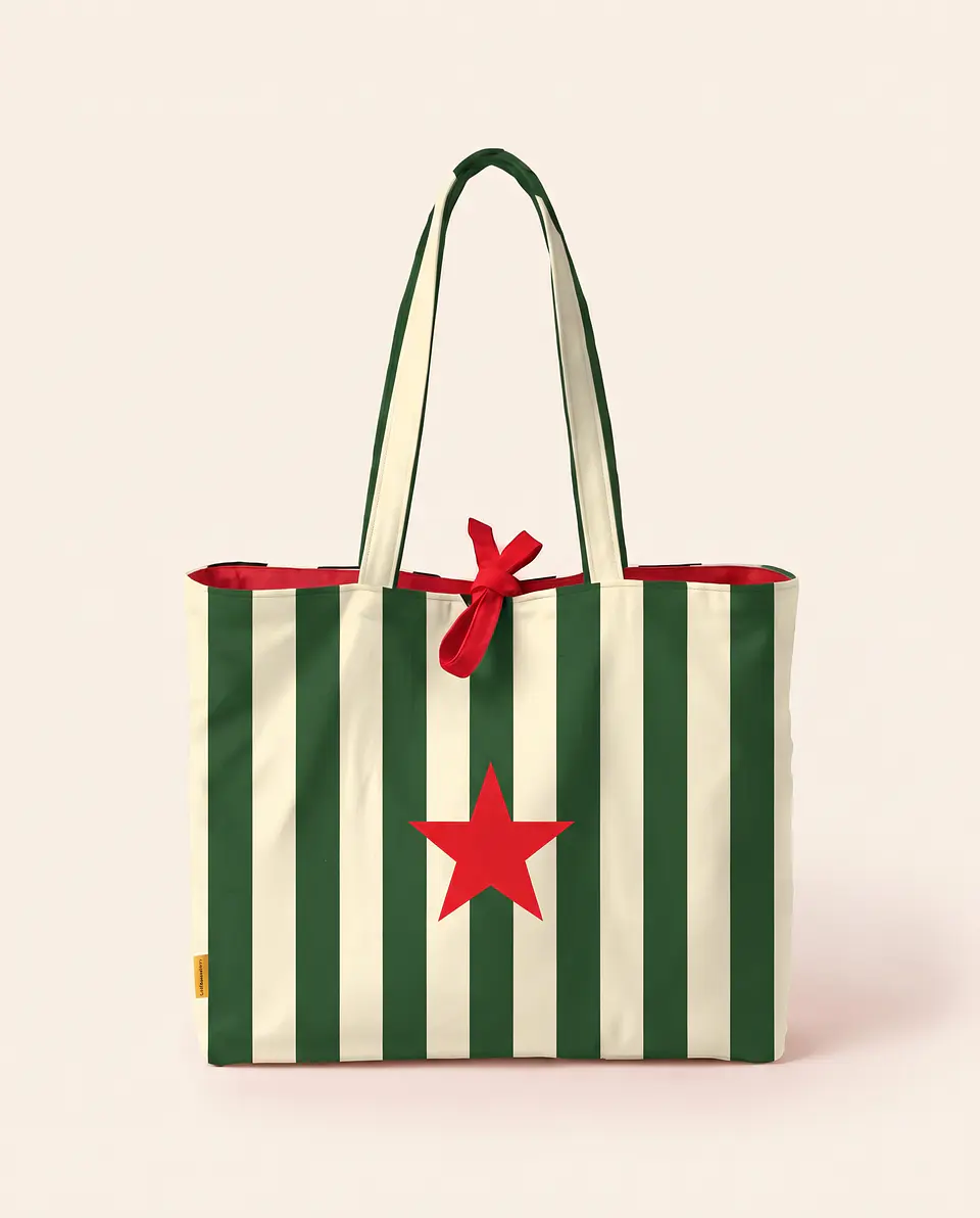 Sasha shopper | Riscas | Horizontais | Verde e creme 2