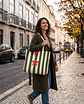 Sasha shopper | Riscas | Horizontais | Verde e creme - thumbnail 1