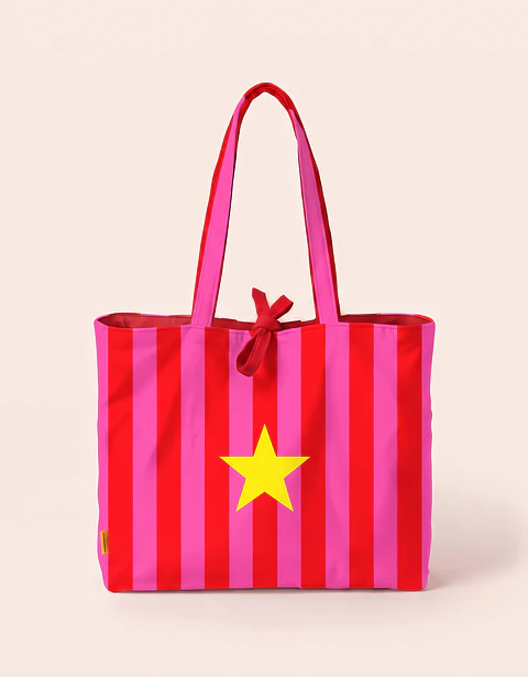 Sasha shopper | Riscas | Horizontais | Vermelho e rosa