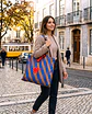 Sasha shopper | Riscas | Horizontais | Azul castanho - Thumbnail 1