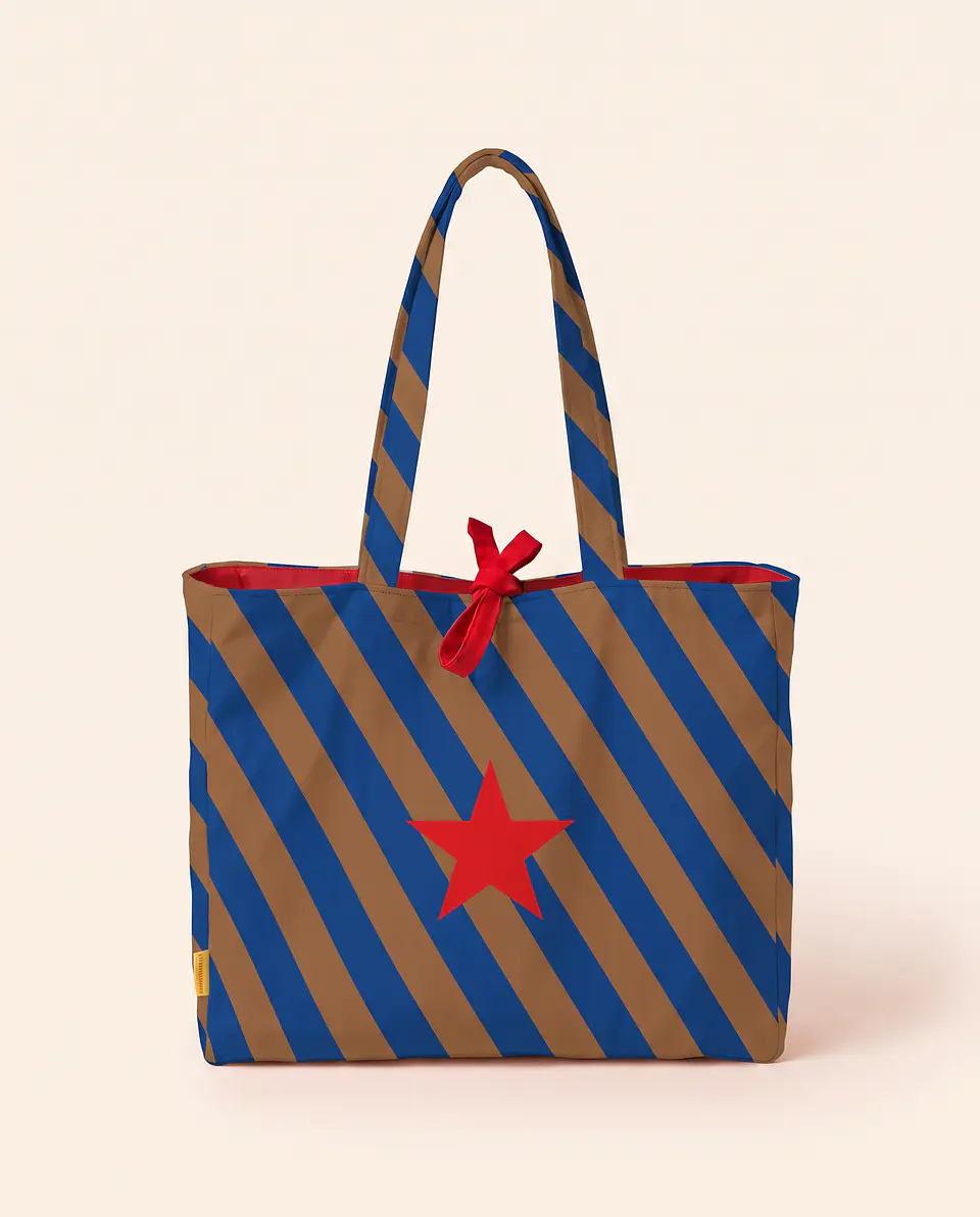 Sasha shopper | Riscas | Horizontais | Azul castanho 2
