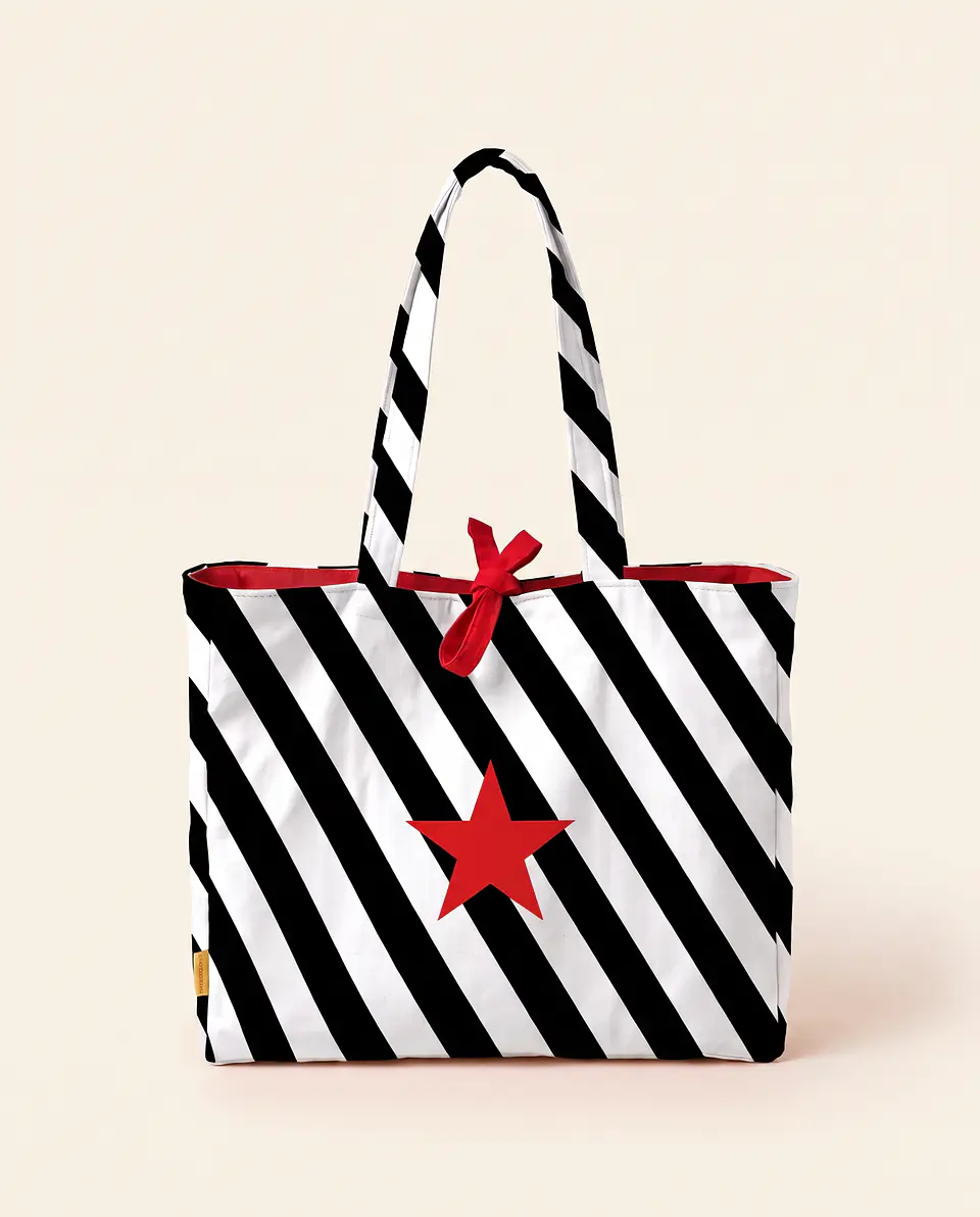 Sasha shopper | Riscas | Horizontais | Preto e branco 1