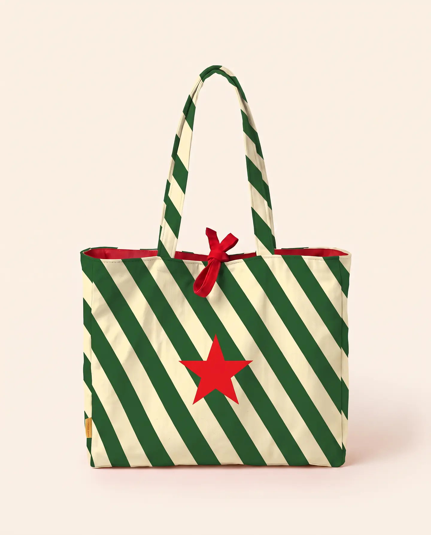 Sasha shopper | Riscas | Horizontais | Verde e creme 1