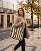 Sasha shopper | Riscas | Horizontais | Verde e creme - Thumbnail 2