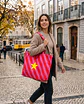 Sasha shopper | Riscas | Horizontais | Vermelho e rosa - Thumbnail 1