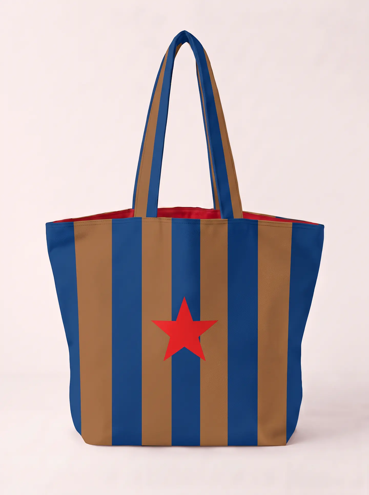 Cleo shopper | Riscas | Hrozontais | Azul e castanho 1