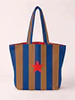 Cleo shopper | Riscas | Hrozontais | Azul e castanho - Thumbnail 1
