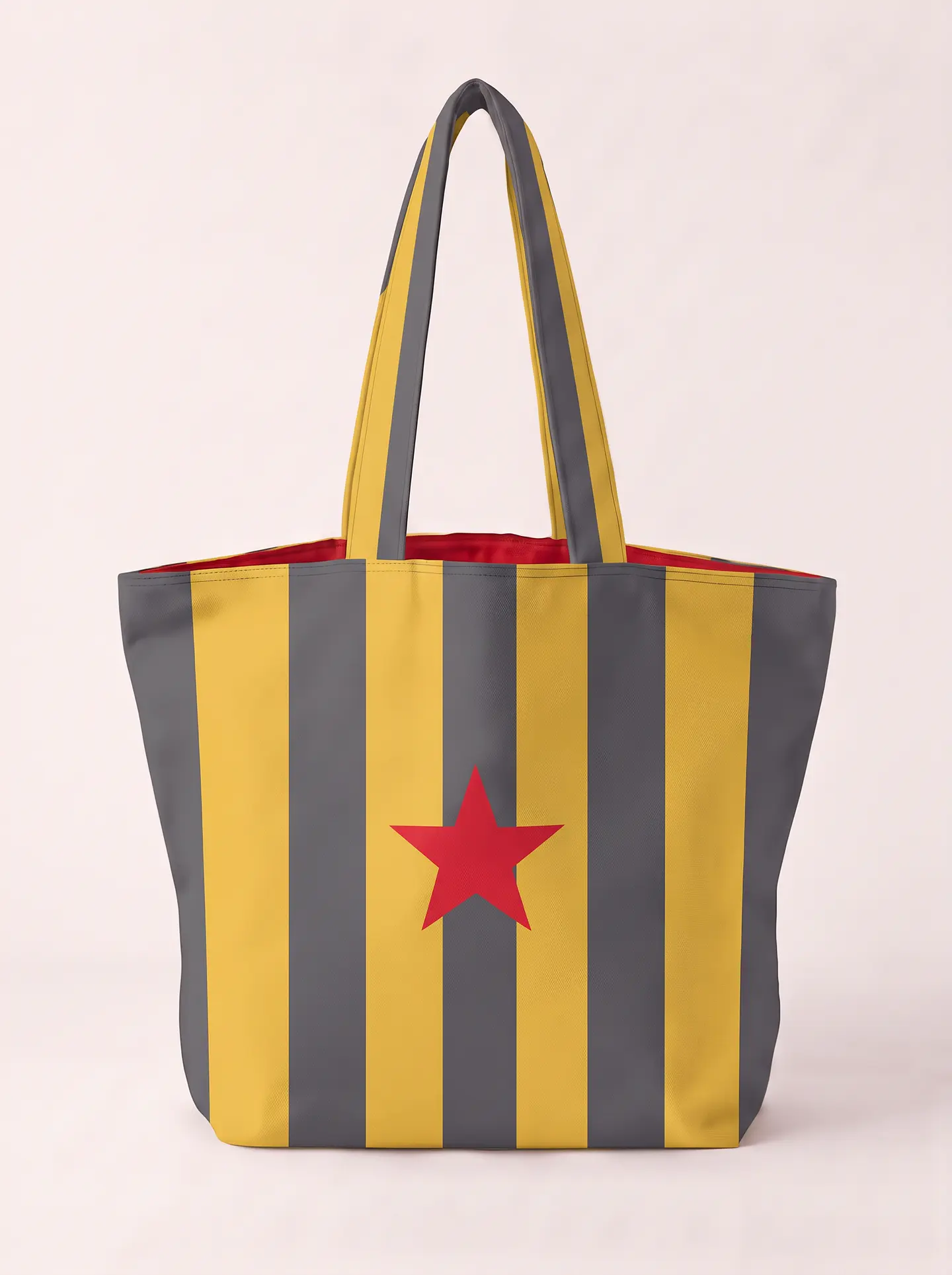 Cleo shopper | Riscas | Hrozontais | Cinza e amarelo 1