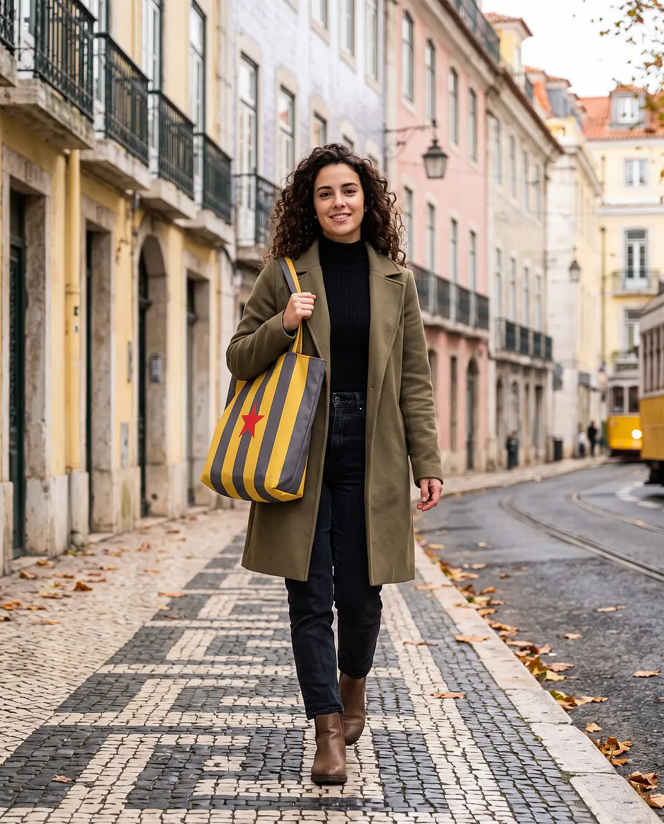 Cleo shopper | Riscas | Hrozontais | Cinza e amarelo 2