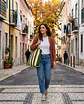 Cleo shopper | Riscas | Hrozontais | Verde e creme - Thumbnail 2