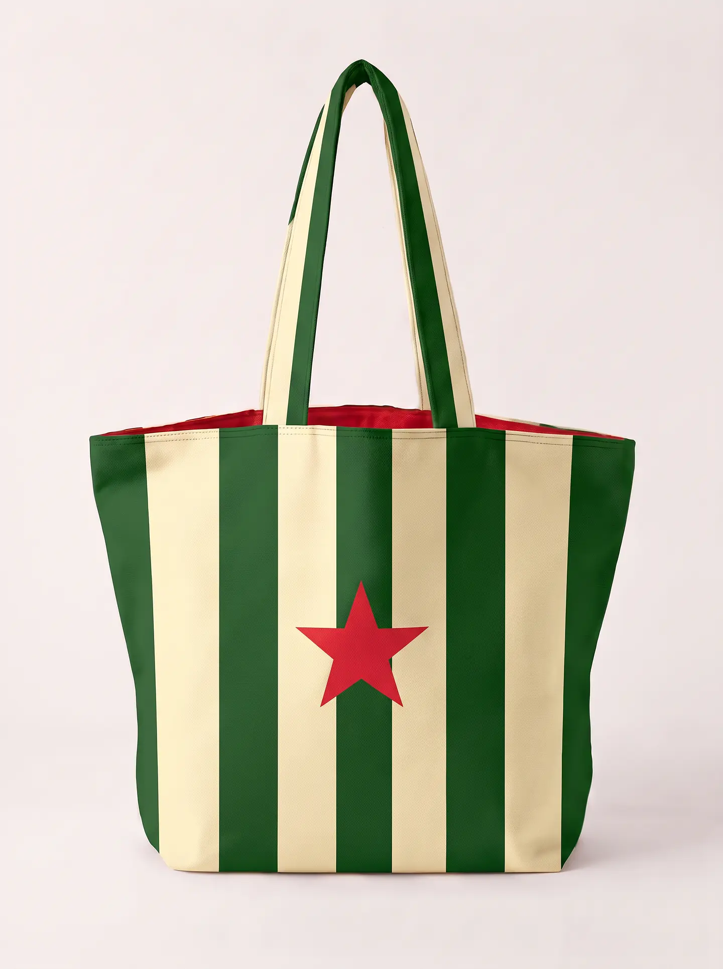 Cleo shopper | Riscas | Hrozontais | Verde e creme 1