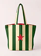 Cleo shopper | Riscas | Hrozontais | Verde e creme - Thumbnail 1