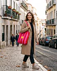 Cleo shopper | Riscas | Hrozontais | Vermelho e rosa - Thumbnail 1