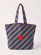 Cleo shopper | Riscas | Diagonais | Azul e castanho - Thumbnail 1