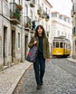 Cleo shopper | Riscas | Diagonais | Azul e castanho - Thumbnail 2