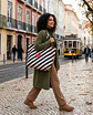 Cleo shopper | Riscas | Diagonais | Azul escuro - thumbnail 1