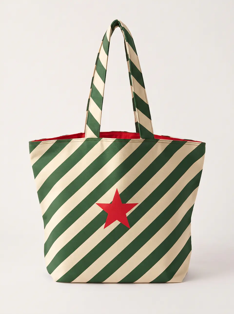 Cleo shopper | Riscas | Diagonais | Verde e creme 1