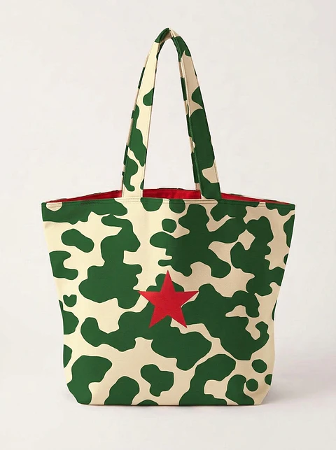 Cleo shopper | Animal print | Moo | Verde e creme
