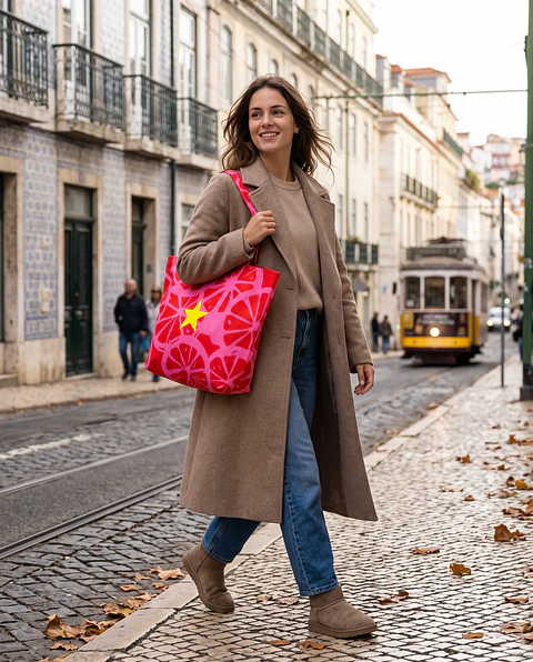 Cleo shopper | Animal print | Moo | Vermeho e rosa