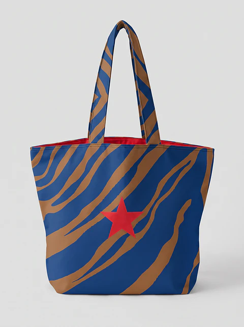 Cleo shopper | Animal print | Savana | Azul e castanho