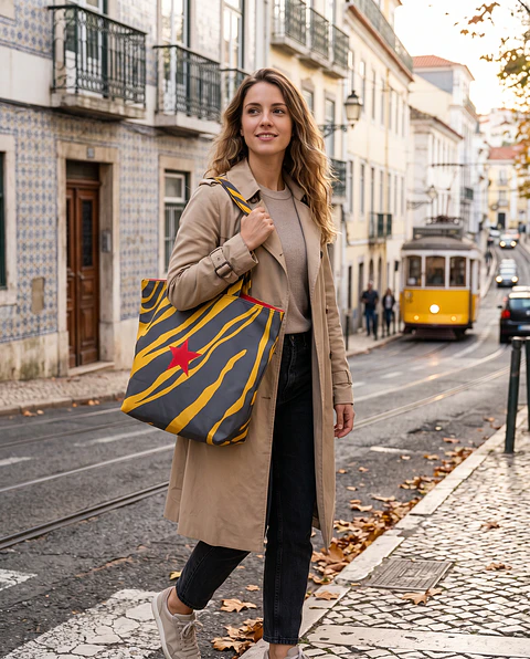 Cleo shopper | Animal print | Savana | Cinza e amarelo