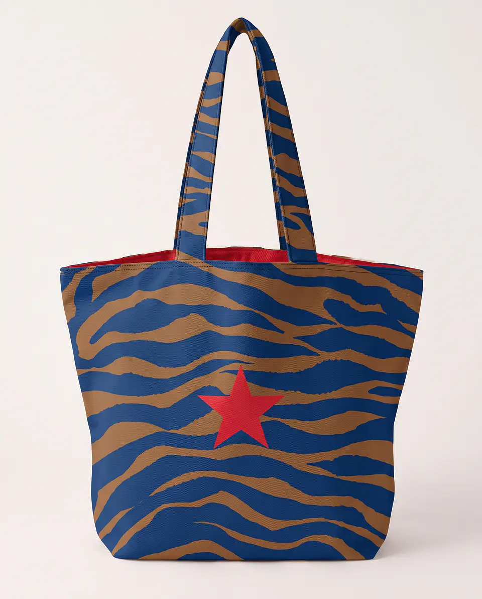 Cleo shopper | Animal print | Zazu | Azul e castanho 2