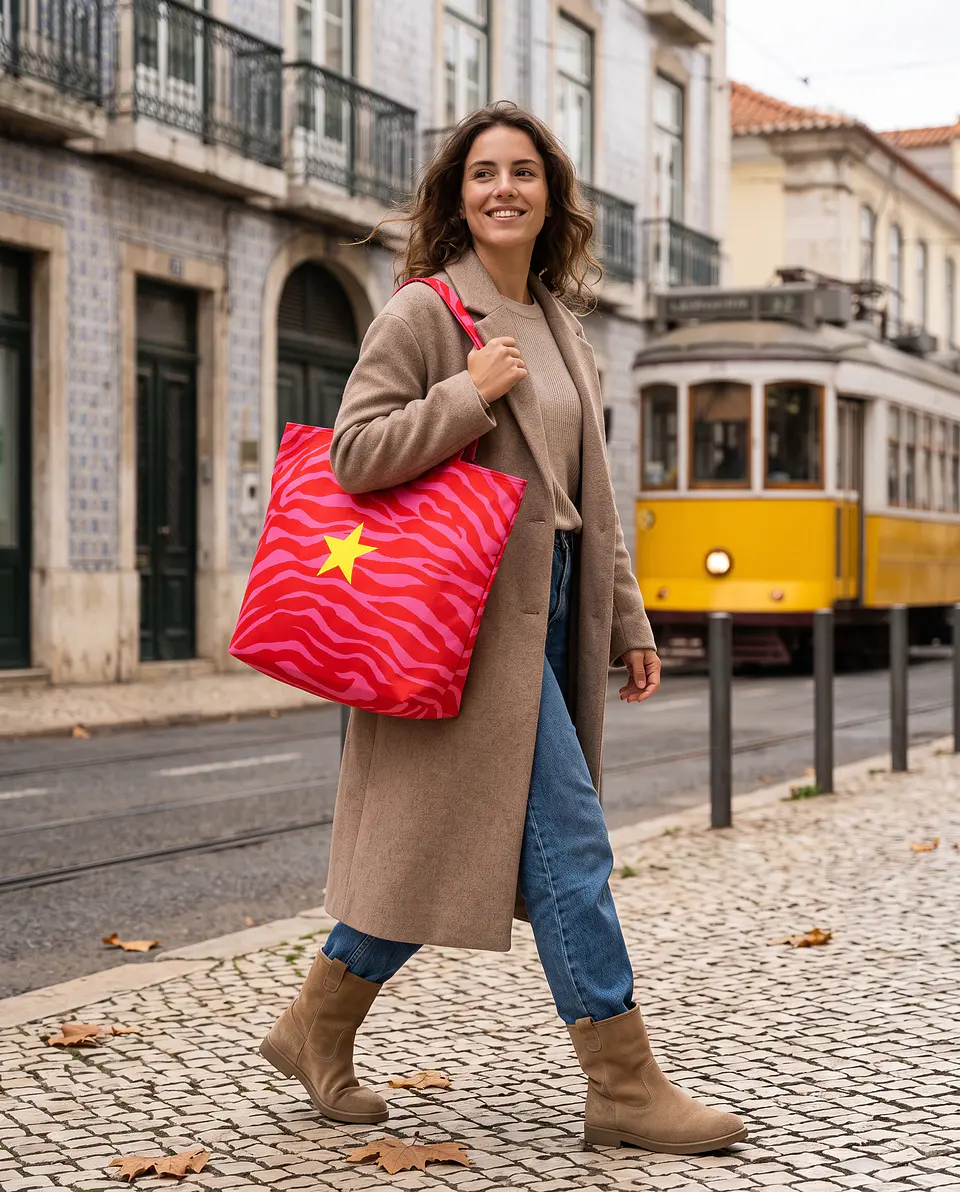 Cleo shopper | Animal print | Zazu | Vermelho e rosa 1