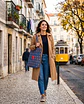 Cleo shopper | Quadrados | Azul e castanho - thumbnail 1