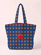 Cleo shopper | Quadrados | Azul e castanho - thumbnail 2