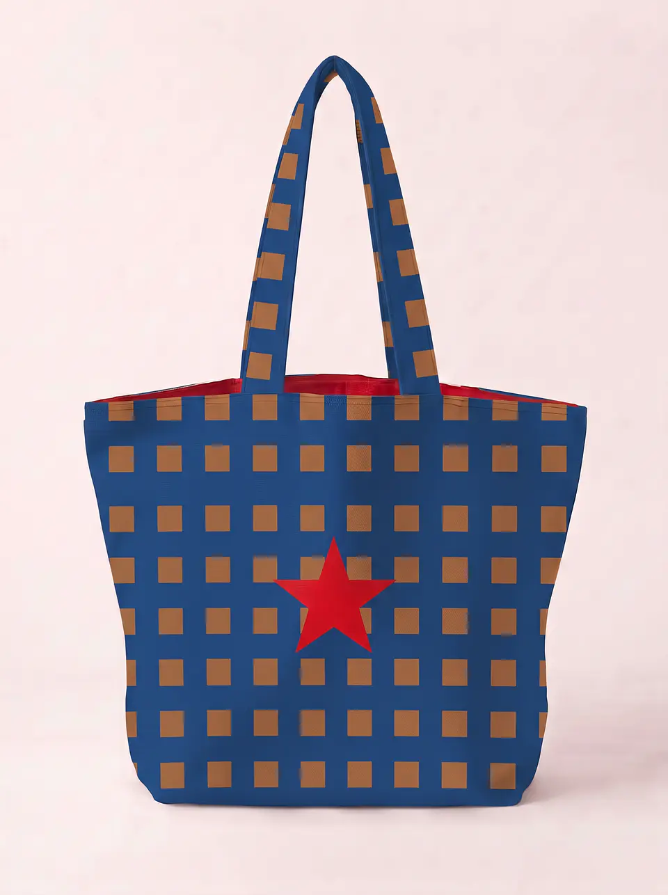 Cleo shopper | Quadrados | Azul e castanho 2