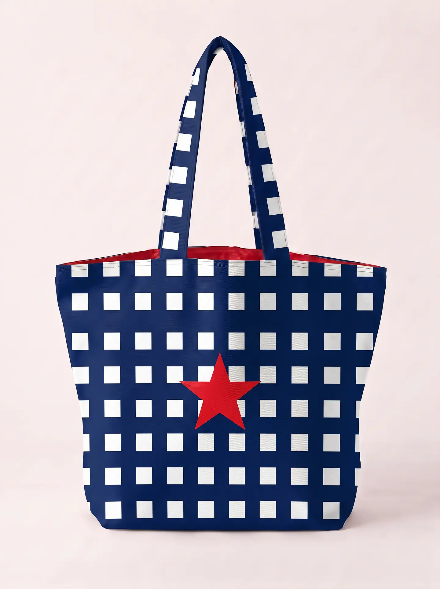 Cleo shopper | Quadrados | Azul escuro 2