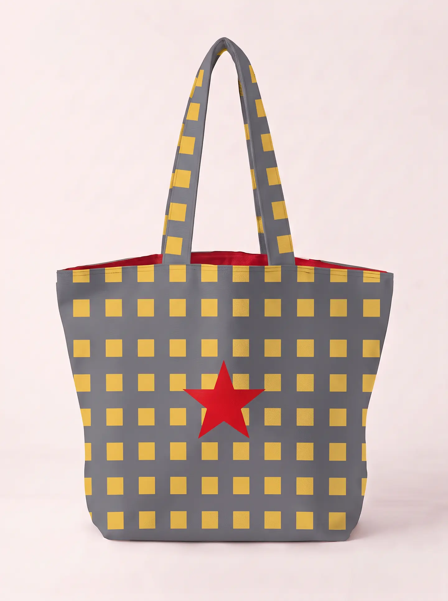 Cleo shopper | Quadrados | Cinza e amarelo 1