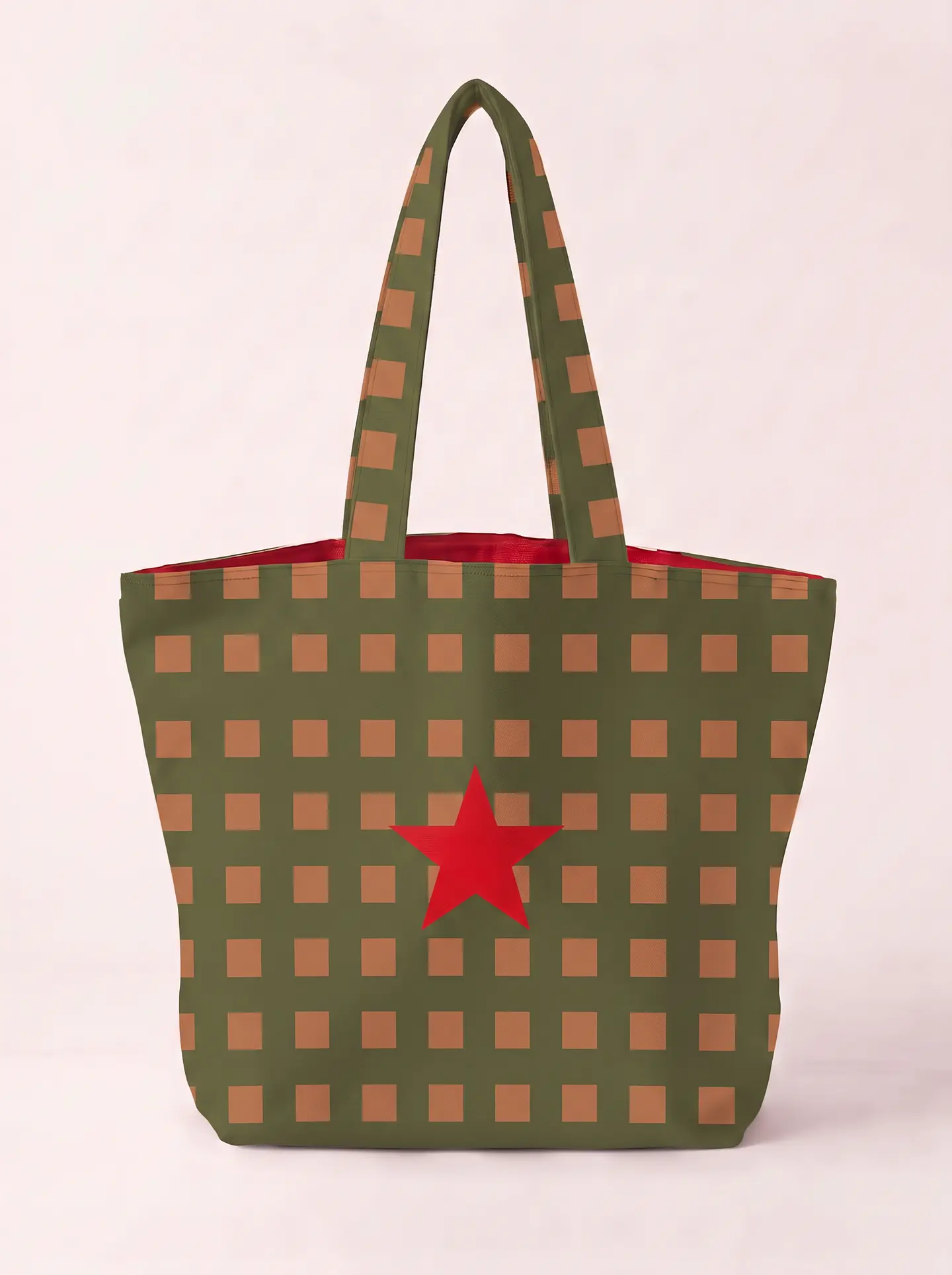 Cleo shopper | Quadrados | Verde e castanho 2