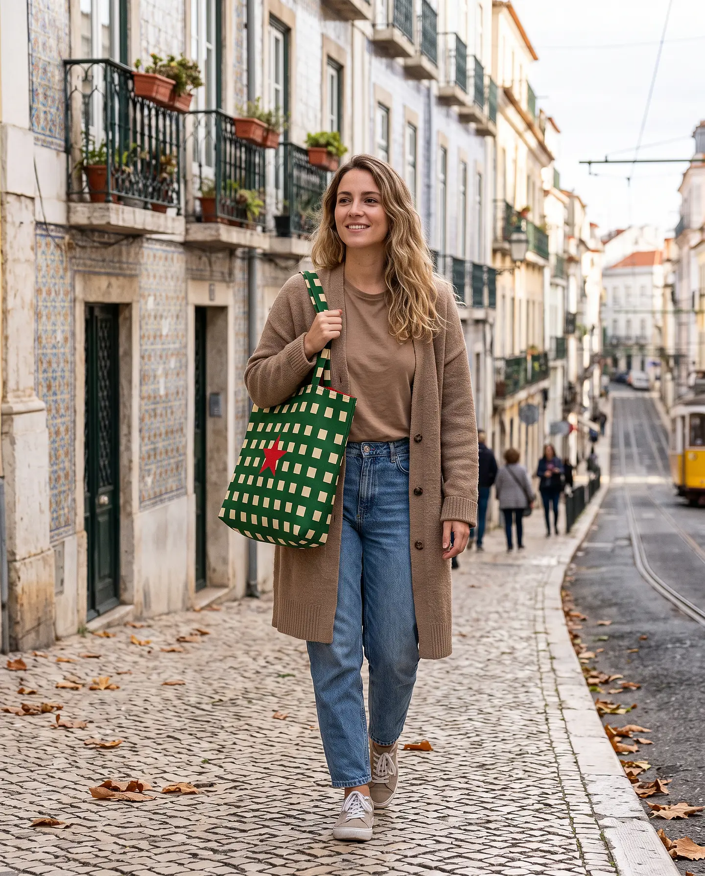 Cleo shopper | Quadrados | Verde e creme 2