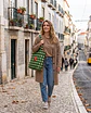 Cleo shopper | Quadrados | Verde e creme - Thumbnail 2