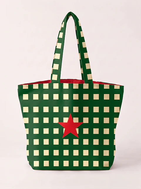 Cleo shopper | Quadrados | Verde e creme