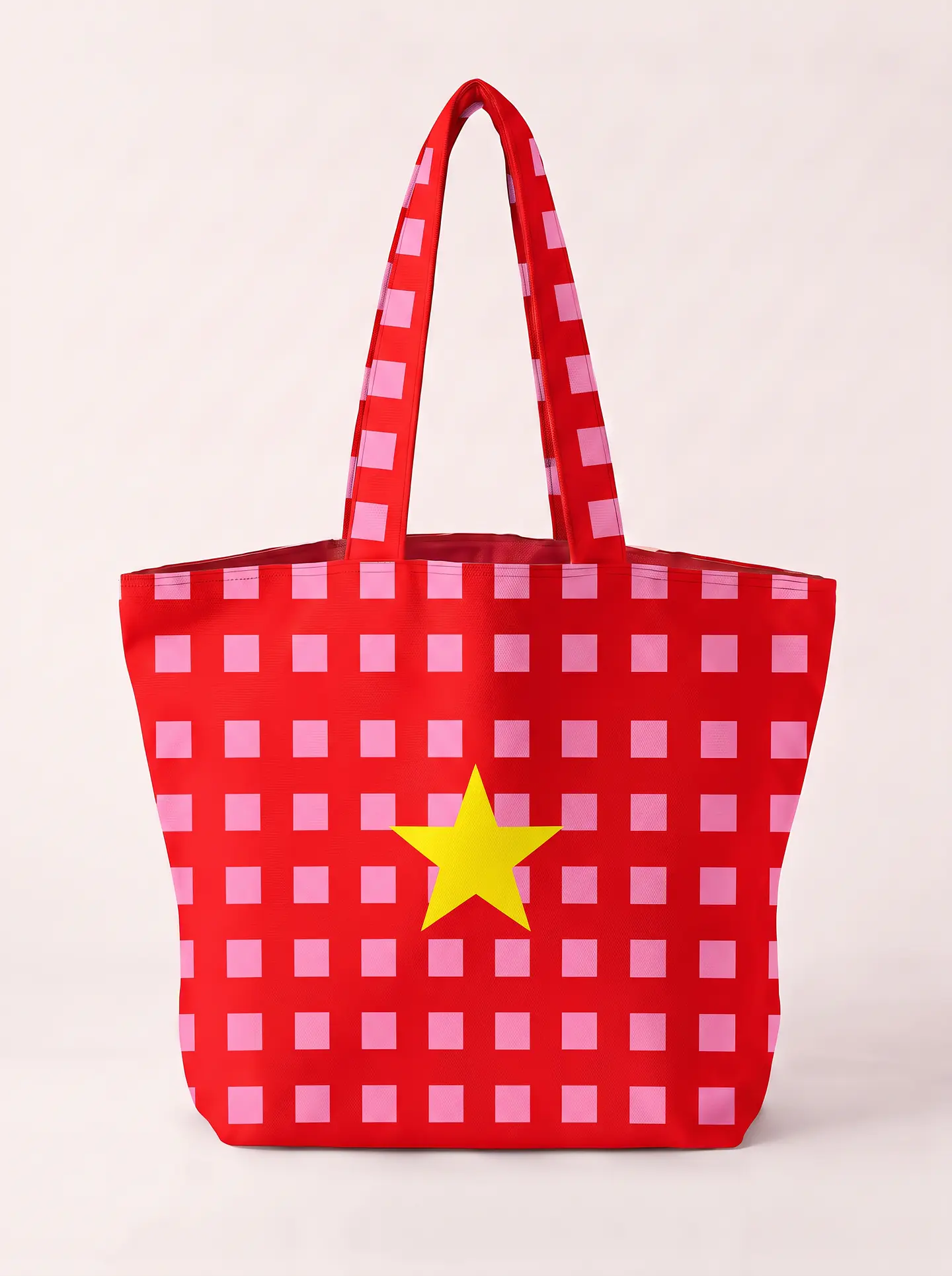 Cleo shopper | Quadrados | Vermelho e rosa 2
