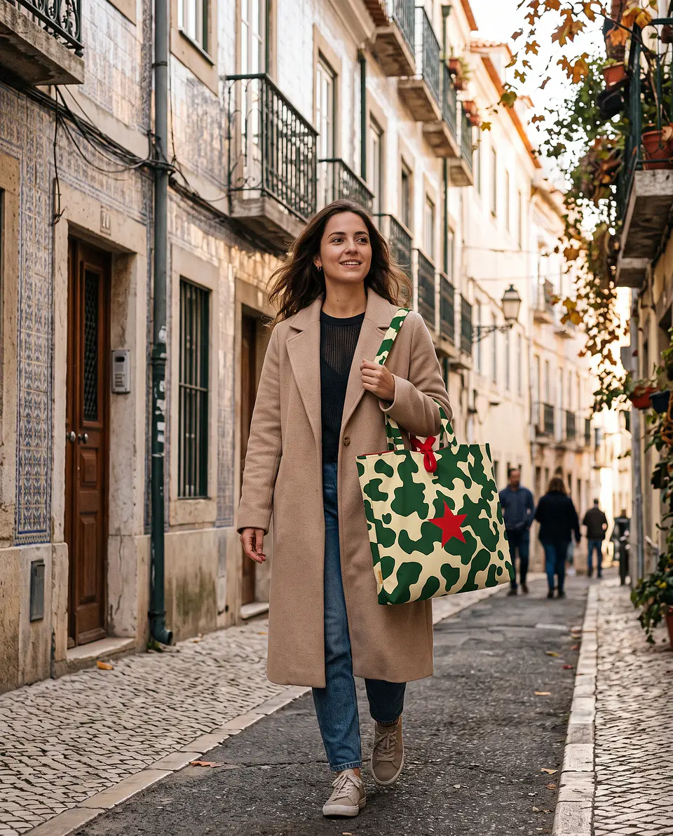 Cleo shopper | Animal print | Moo | Verde e creme 2
