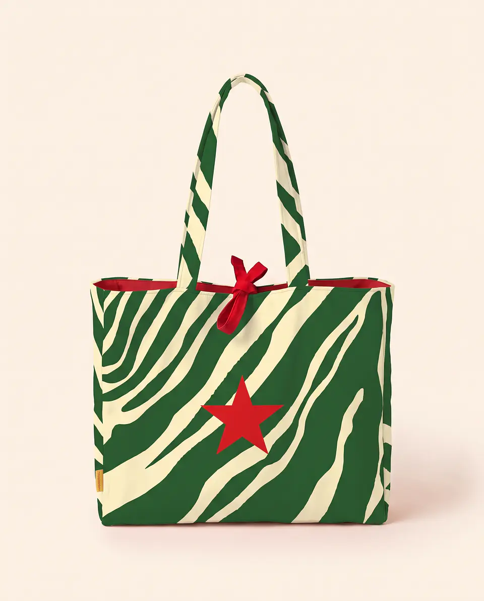 Sasha shopper | Animal print | Savana | Verde e creme 1