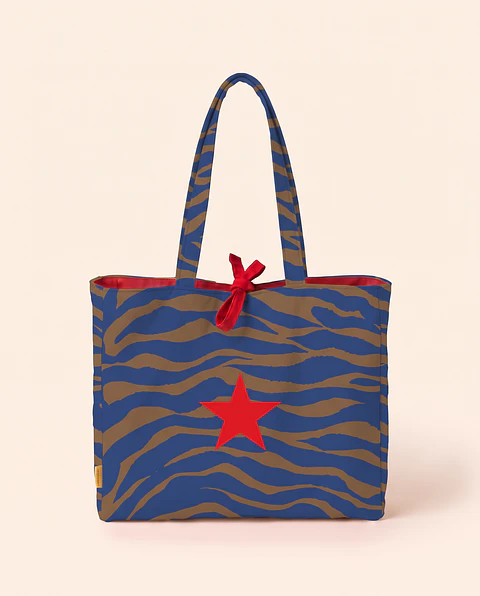 Sasha shopper | Animal print | Zazu | Azul e castanho